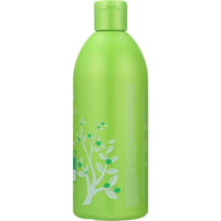 A bottle of Nature's Gate Jasmine + Kombucha Shine Enhancing Conditioner with a background of blooming jasmine flowers.
